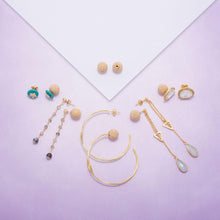 Load image into Gallery viewer, 14 Karat Gold Plated Post Earrings with Labradorite Beads