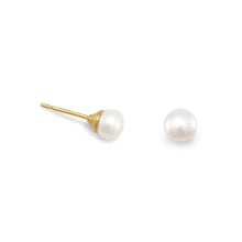 Load image into Gallery viewer, 14 Karat Gold Plated Cultured Freshwater Pearl Stud Earrings