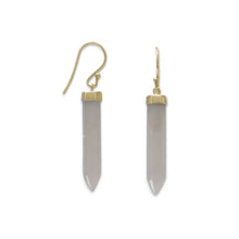 Load image into Gallery viewer, 14 Karat Gold Plated Spike Pencil Cut Gray Moonstone Earrings
