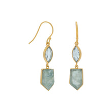 Load image into Gallery viewer, 14 Karat Gold Plated Blue Topaz and Aquamarine Drop Earrings