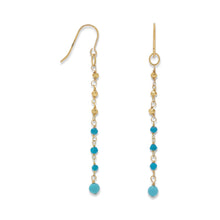 Load image into Gallery viewer, 14K Gold Plated French Wire Earrings with Reconstituted Turquoise Beads