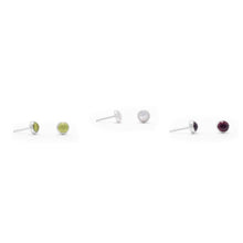 Load image into Gallery viewer, Set of 3 Peridot, Mother of Pearl, and Garnet Button Studs