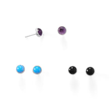 Load image into Gallery viewer, Set of 3 Synthetic Blue Opal, Amethyst, and Black Onyx Button Studs