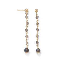 Load image into Gallery viewer, 14 Karat Gold Plated Post Earrings with Labradorite Beads