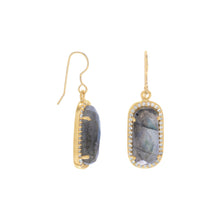 Load image into Gallery viewer, 14 Karat Gold Plated Labradorite with CZ Edge Earrings