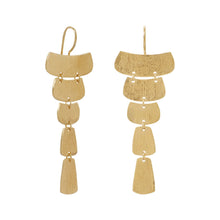 Load image into Gallery viewer, 14 Karat Gold Plated Textured Cascading Plate Earrings