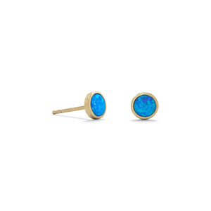 14 Karat Gold Plated Synthetic Blue Opal Studs