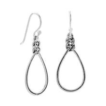 Load image into Gallery viewer, Oxidized Celtic Knot Pear Outline French Wire Earrings