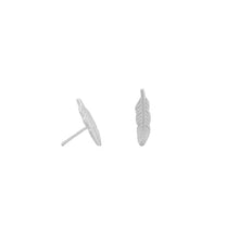 Load image into Gallery viewer, Rhodium Plated Feather Stud Earrings