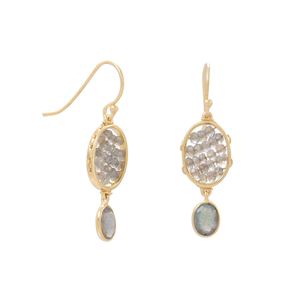 14 Karat Gold Plated Labradorite French Wire Earrings