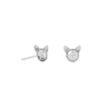 Load image into Gallery viewer, Tiny Polished Crystal Cat Face Stud Earrings