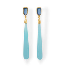 Load image into Gallery viewer, 14 Karat Gold Plated Chalcedony and Glass Post Earrings