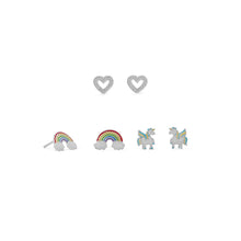 Load image into Gallery viewer, Rainbow, Heart and Unicorn Earring Set