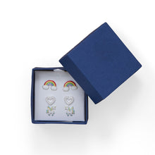 Load image into Gallery viewer, Rainbow, Heart and Unicorn Earring Set