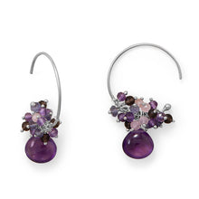 Load image into Gallery viewer, Plum Perfect! Rhodium Plated Multi Stone Beaded Wire Earring