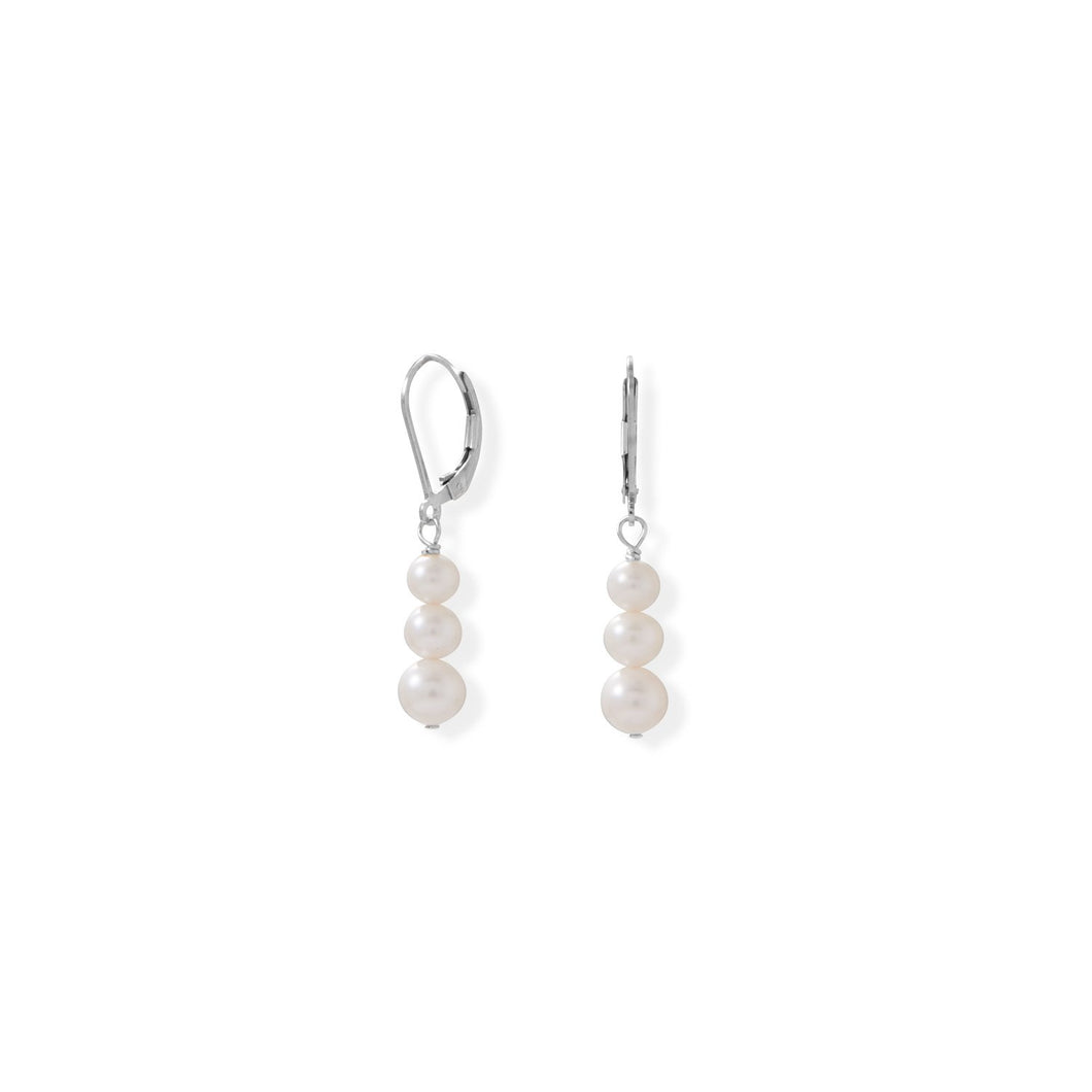 Stacked Cultured Freshwater Pearl Lever Earrings