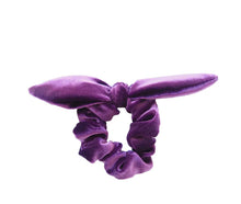 Load image into Gallery viewer, Velvet Scrunchie With a Bow - Purple