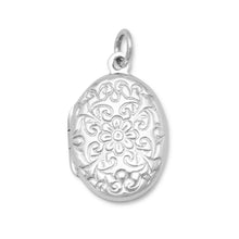 Load image into Gallery viewer, Oval Polished Floral Design Locket