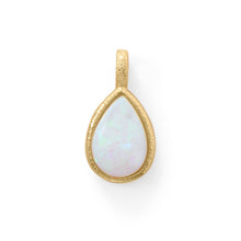 Load image into Gallery viewer, 14 Karat Gold Plated Textured Pear Pendant with Synthetic Opal