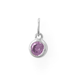 Round CZ February Birthstone Charm