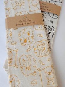 Cats Kitchen Towel, Tea Towel -Black