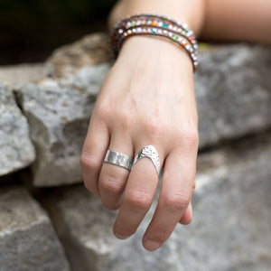 Hammered Sterling "V" Ring