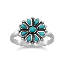 Load image into Gallery viewer, Reconstituted Turquoise Flower Ring