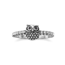 Load image into Gallery viewer, Oxidized Small Owl Ring
