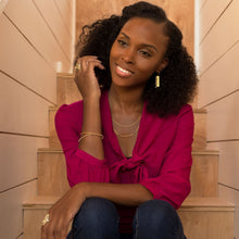 Load image into Gallery viewer, 14 Karat Gold Plated Polki Diamond and Labradorite Multi-row Stacked Ring