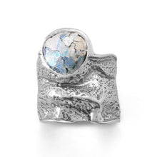 Load image into Gallery viewer, Oxidized Roman Glass Organic Crumple Effect Ring