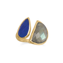 Load image into Gallery viewer, 14 Karat Gold Plated Labradorite and Blue Jade Ring