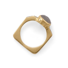Load image into Gallery viewer, 14 Karat Gold Plated Grey Moonstone and Diamond Chips Ring