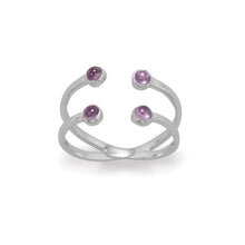 Load image into Gallery viewer, Rhodium Plated Amethyst Split Design Ring