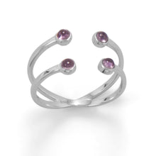 Load image into Gallery viewer, Rhodium Plated Amethyst Split Design Ring