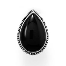 Load image into Gallery viewer, Large Black Onyx with Beaded Edge Ring