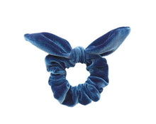 Load image into Gallery viewer, Velvet Scrunchie With a Bow - Steel Grey