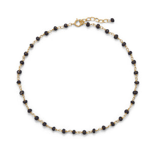 Midnight Sparkle! 14 Karat Gold Plated Black Spinel Anklet