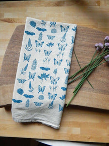 Butterflies Kitchen Towel, Tea Towel -Black