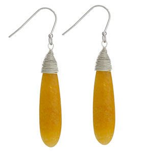 Honey Jade Wrapped Drop Earrings