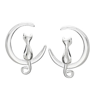 Cat On The Moon Stud Earring