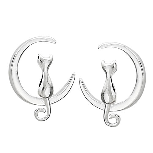 Cat On The Moon Stud Earring