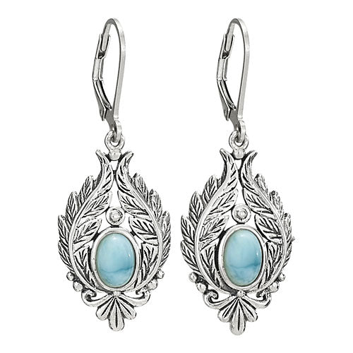 Larimar Feather Earrings