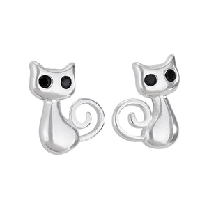 Black Eye Cat Sterling Stud Earrings