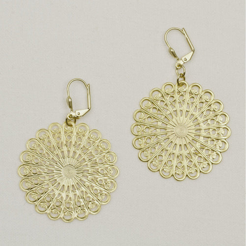 Filigree Sunburst Earrings Gold