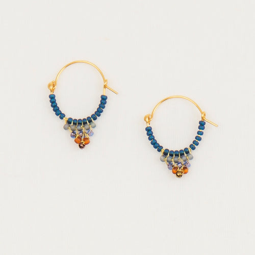 Beaded Hoop Earring - Denim