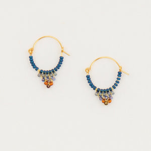 Beaded Hoop Earring - Denim