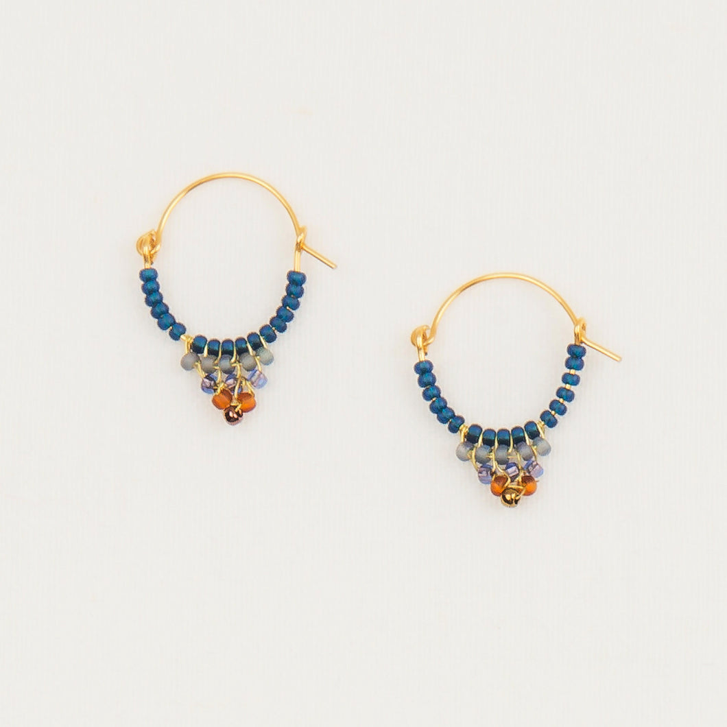 Beaded Hoop Earring - Denim