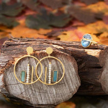 Load image into Gallery viewer, 14 Karat Gold Plated Brass Labradorite and Cultured Freshwater Pearl Fashion Earrings