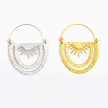 Load image into Gallery viewer, Rainbow Rays Hoop Earrings Silver