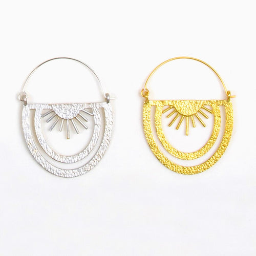 Rainbow Rays Hoop Earrings Silver